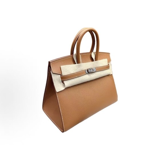 HERMES Birkin 25 Silver clasp platinum handbag 25 Women\'s Edition 37 Gold Brown